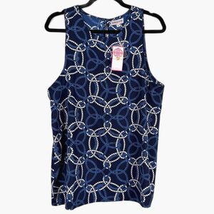 Buckhead Betties Nautical Rope Print Sleeveless Top XL NWT Blue Blouse